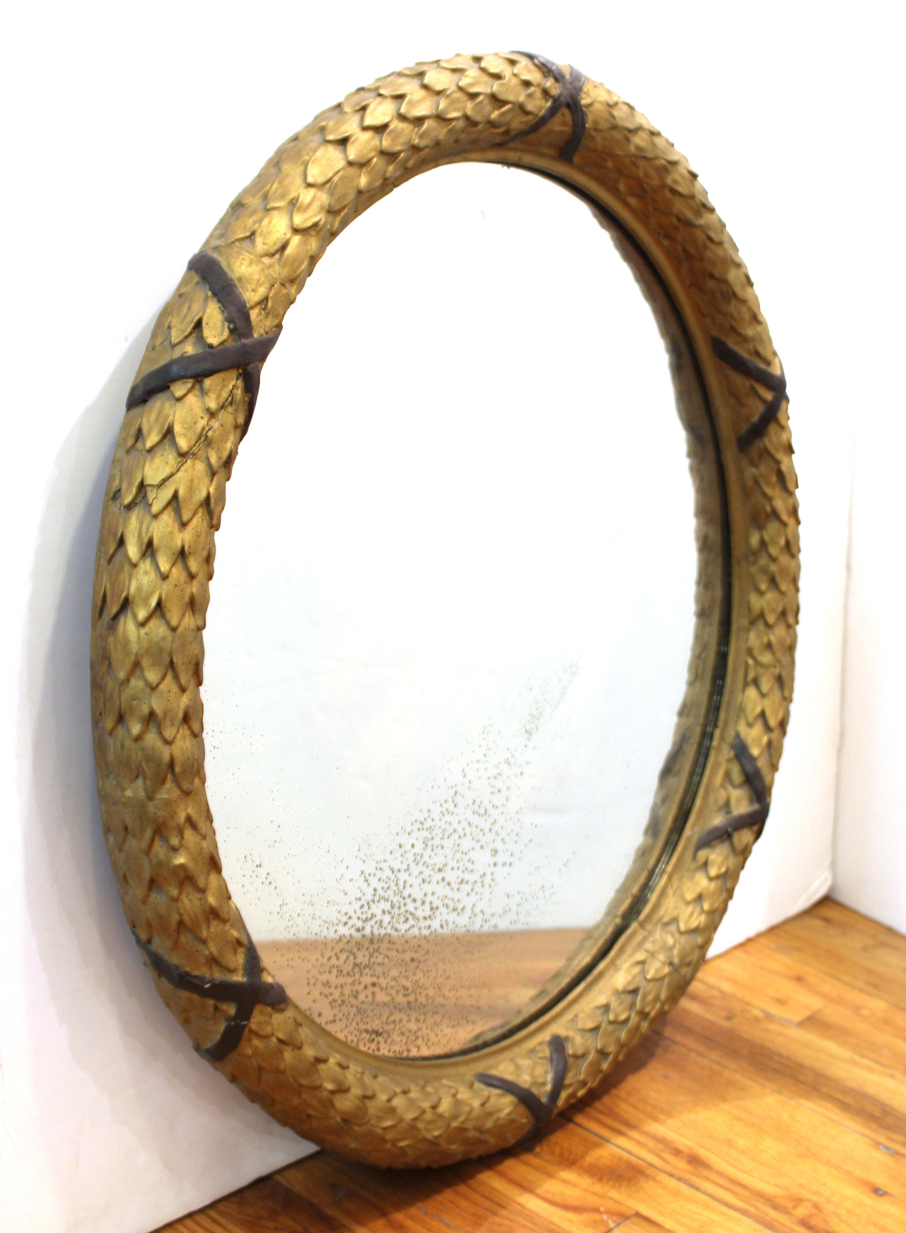 Empire Style Carved GIltwood Round Wall Mirror  2