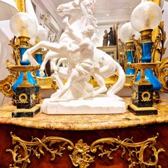 Empire style cassolettes in sea green marble and gilt bronze, 19th century