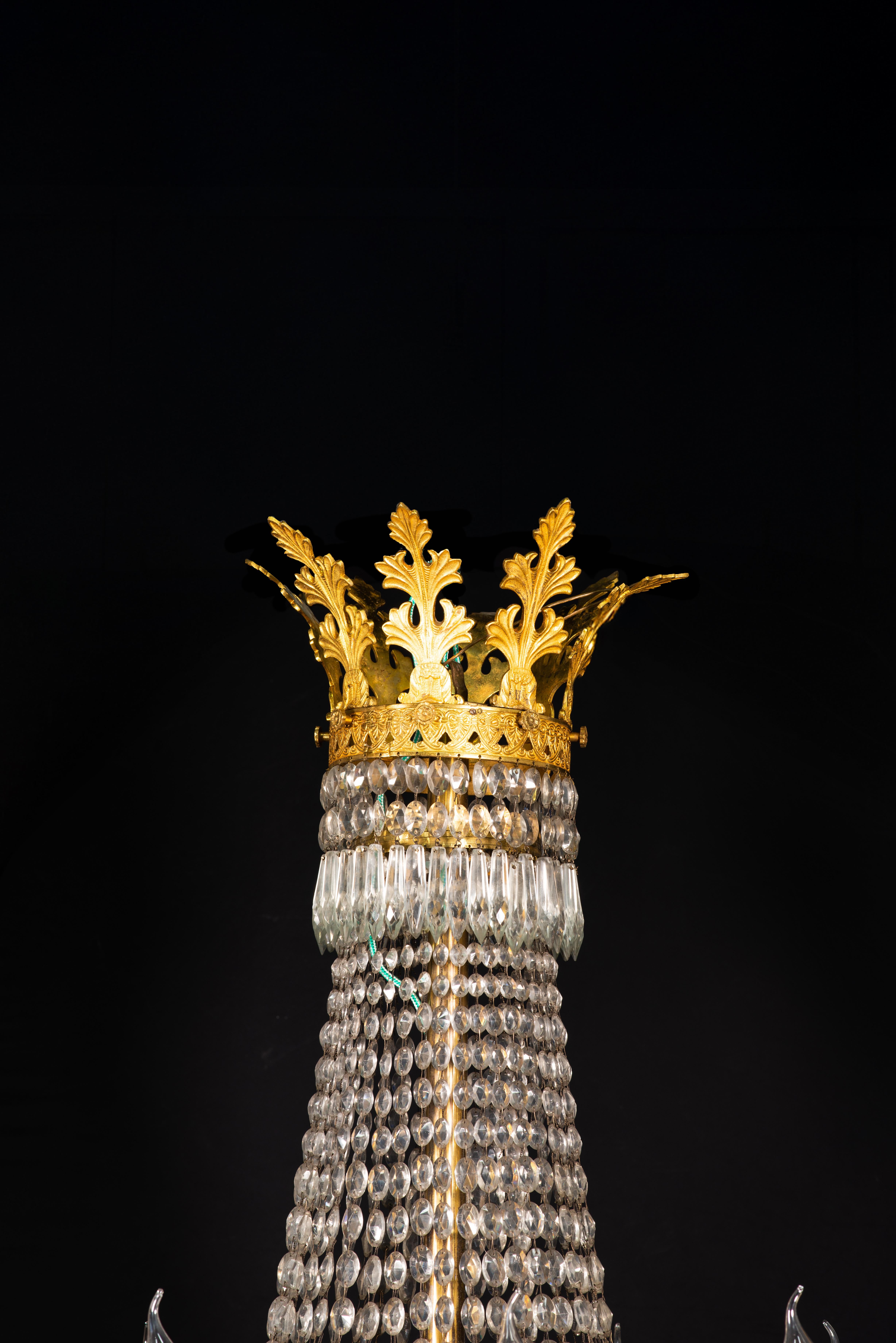 Deckenleuchte im Empire-Stil. Bronze und Glas. 19. Jahrhundert. im Zustand „Relativ gut“ im Angebot in Madrid, ES