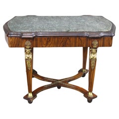 Empire Style Center Table with a Green Italian Marble Around 1920s France