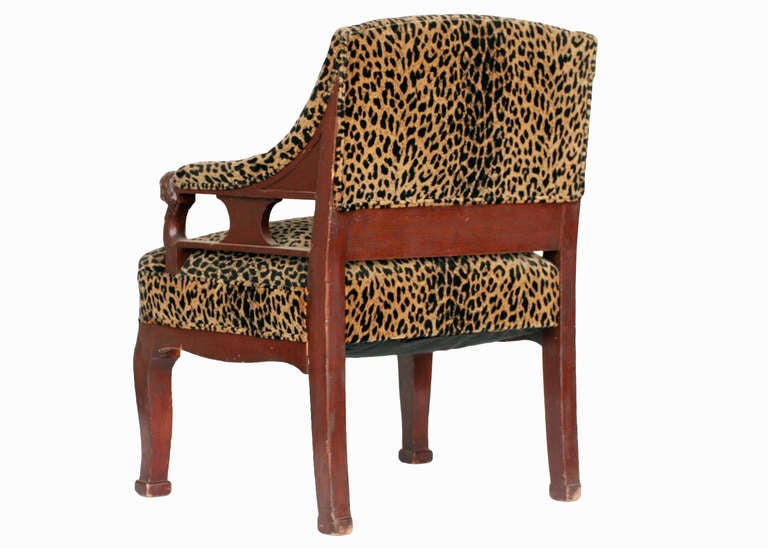 American Empire Style Chair Pair with Leopard Print Covering