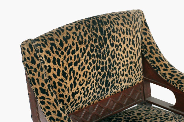 Empire Style Chair Pair with Leopard Print Covering In Good Condition In Van Nuys, CA