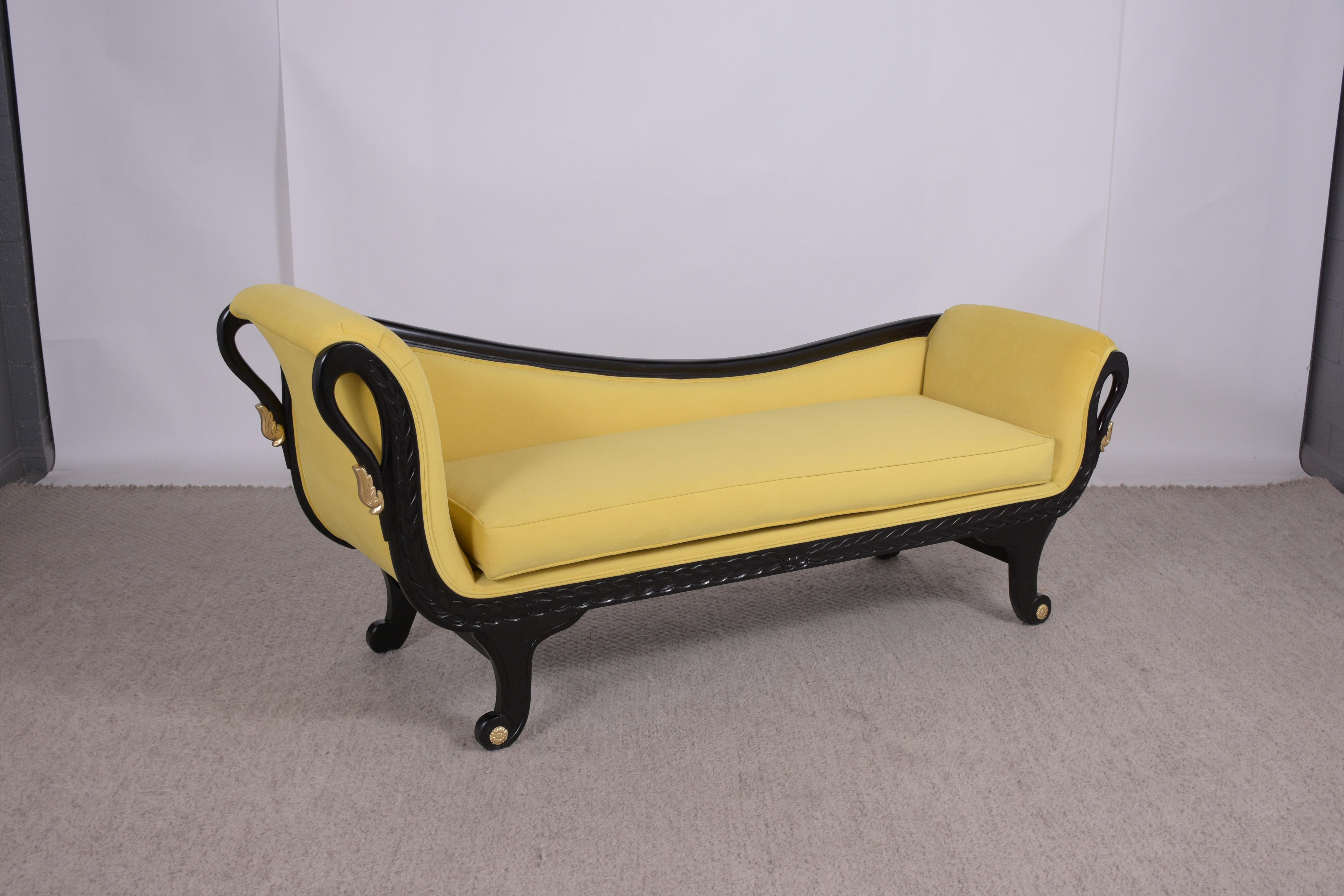 Carved Empire Style Chaise Lounge