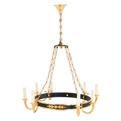 Retro Empire Style Chandelier in Gilt Bronze, 1940s