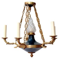 Antique Empire Style Chandelier with Glass Flame