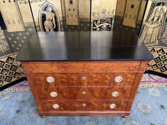 Empire-Style Chest of Drawers in Elm Burl Veneer, 19th Century