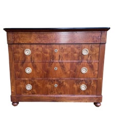 Empire-Style Chest of Drawers in Elm Burl Veneer, 19th Century