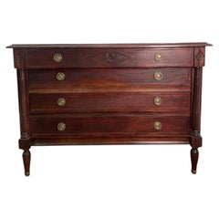 Empire style chest of drawers in solid mahogany