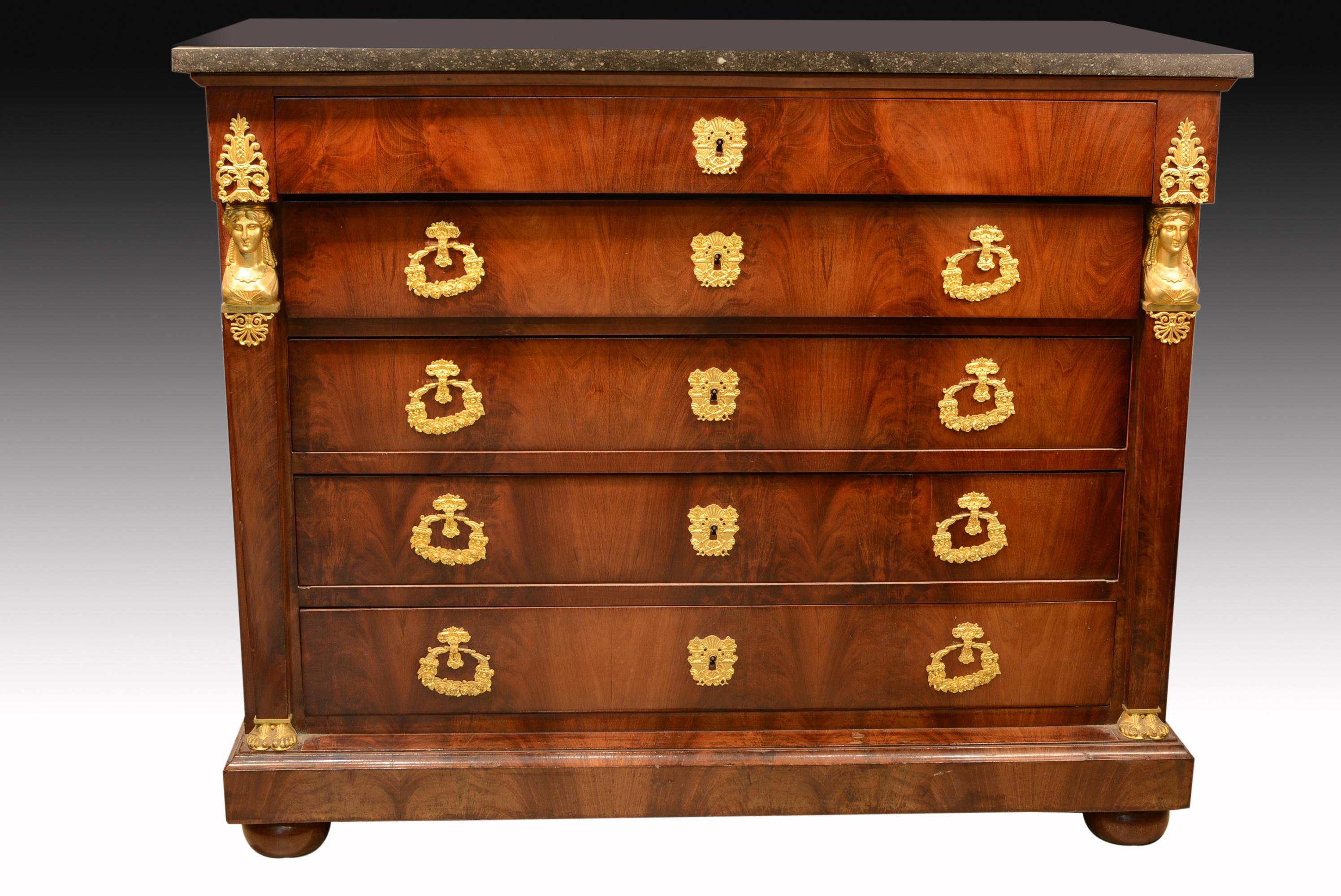 Empire Revival Empire Style Chest of Drawers, Possibly France, circa 1880 For Sale