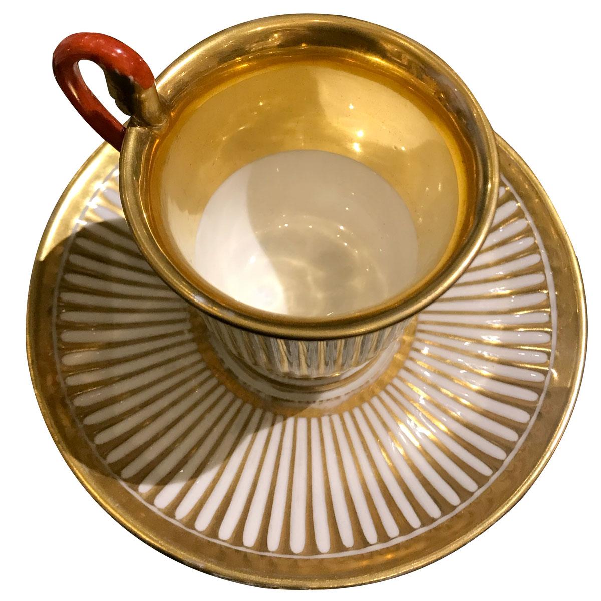 Gilt Empire style Coffee Set Porcelain Darte Frères For Sale