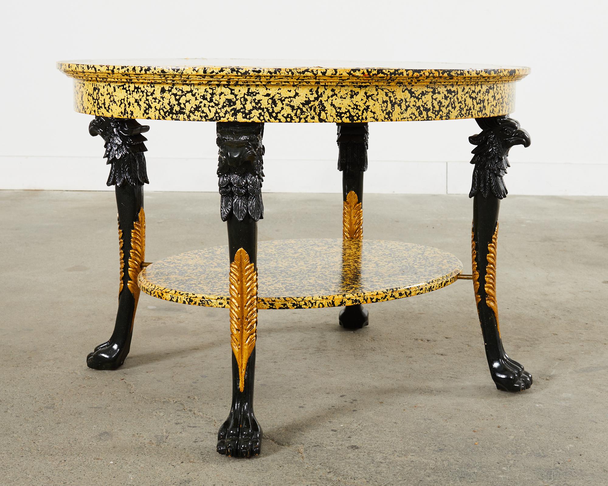 Lacquered Empire Style Coffee Table Lacquer Speckled by Ira Yeager For Sale