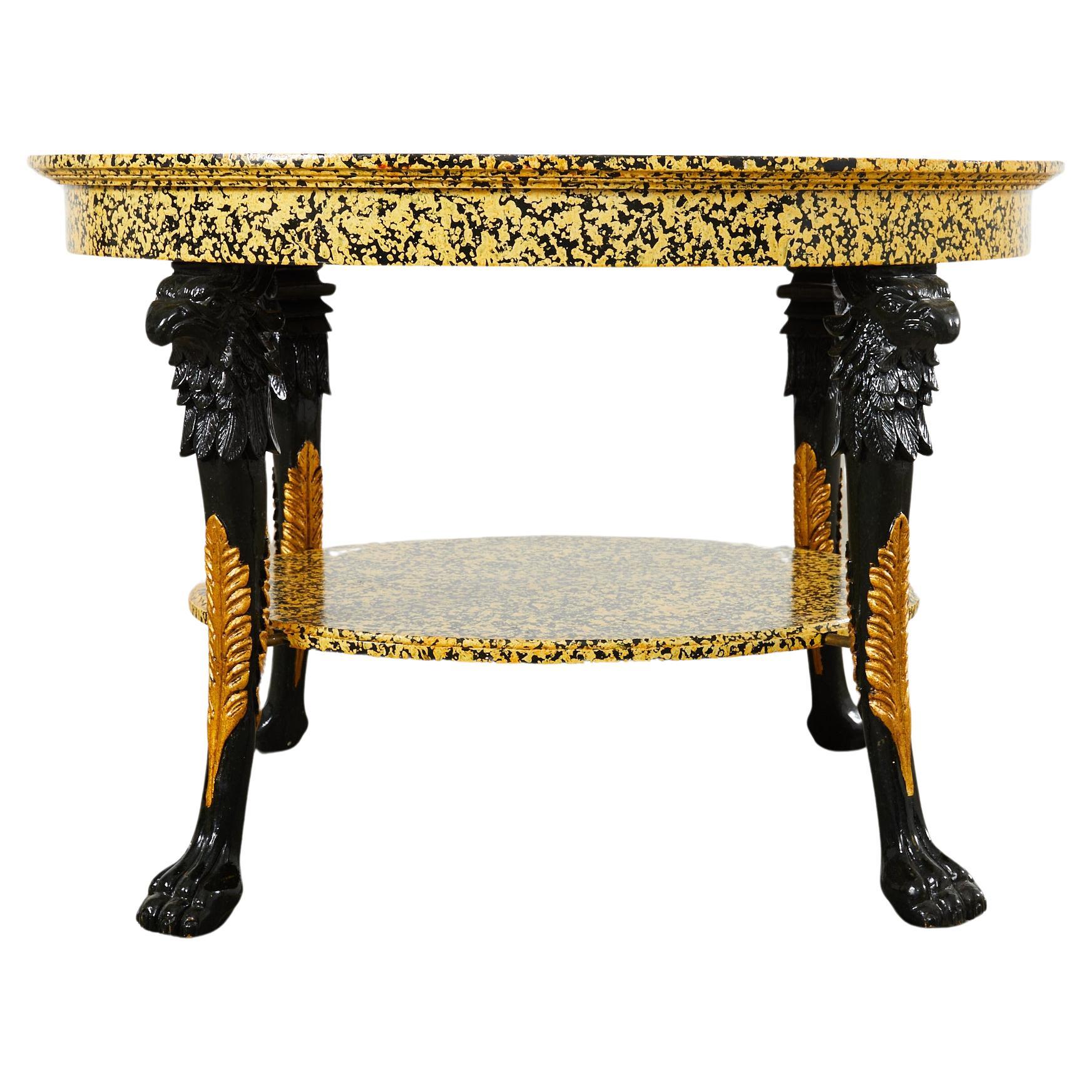 Empire Style Coffee Table Lacquer Speckled by Ira Yeager For Sale