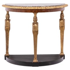 Empire style console decorated with caryatids. Circa 1880.