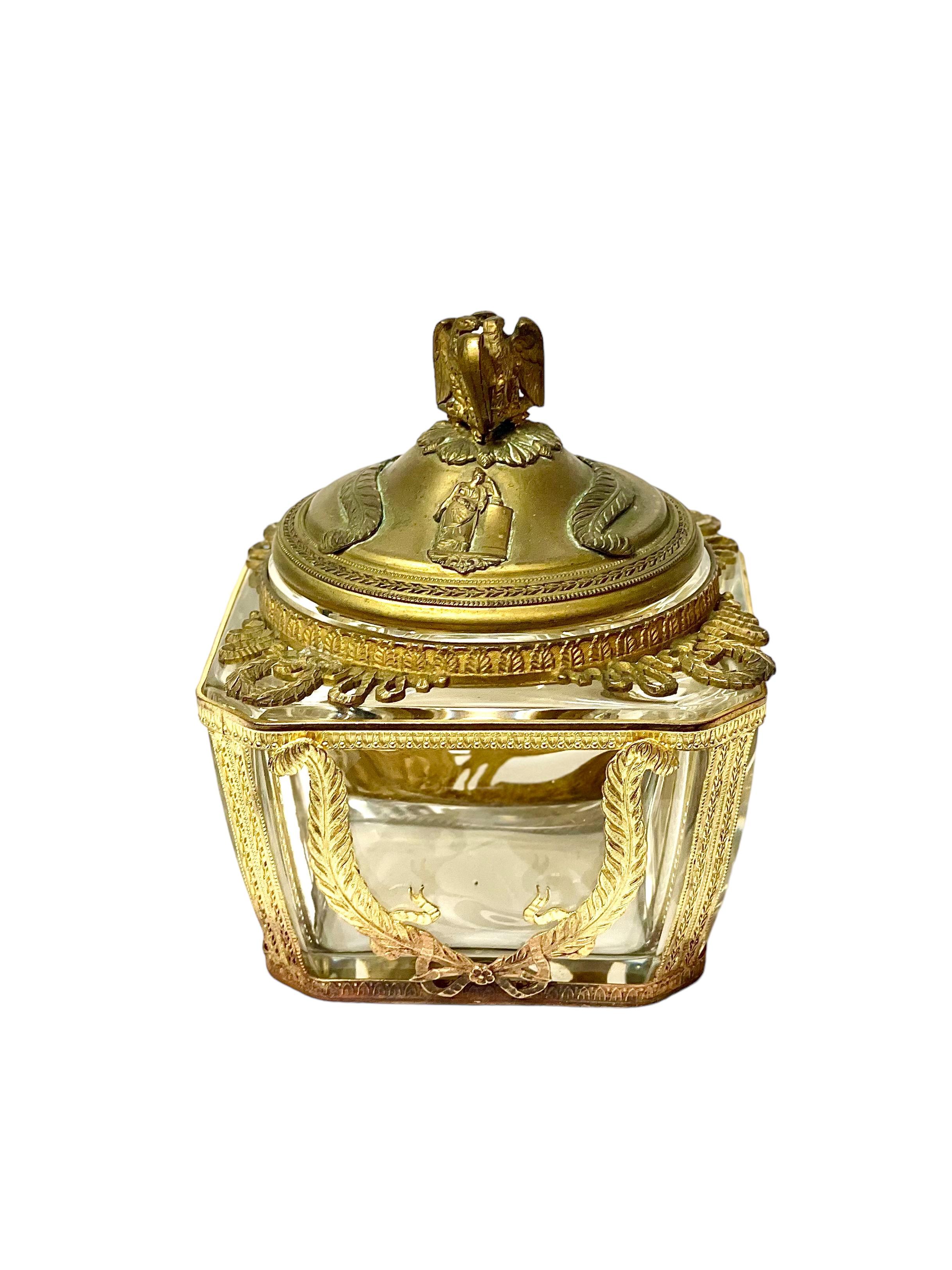 French Empire-Style Crystal and Brass 'Bonbonnière', or Sweet Box For Sale