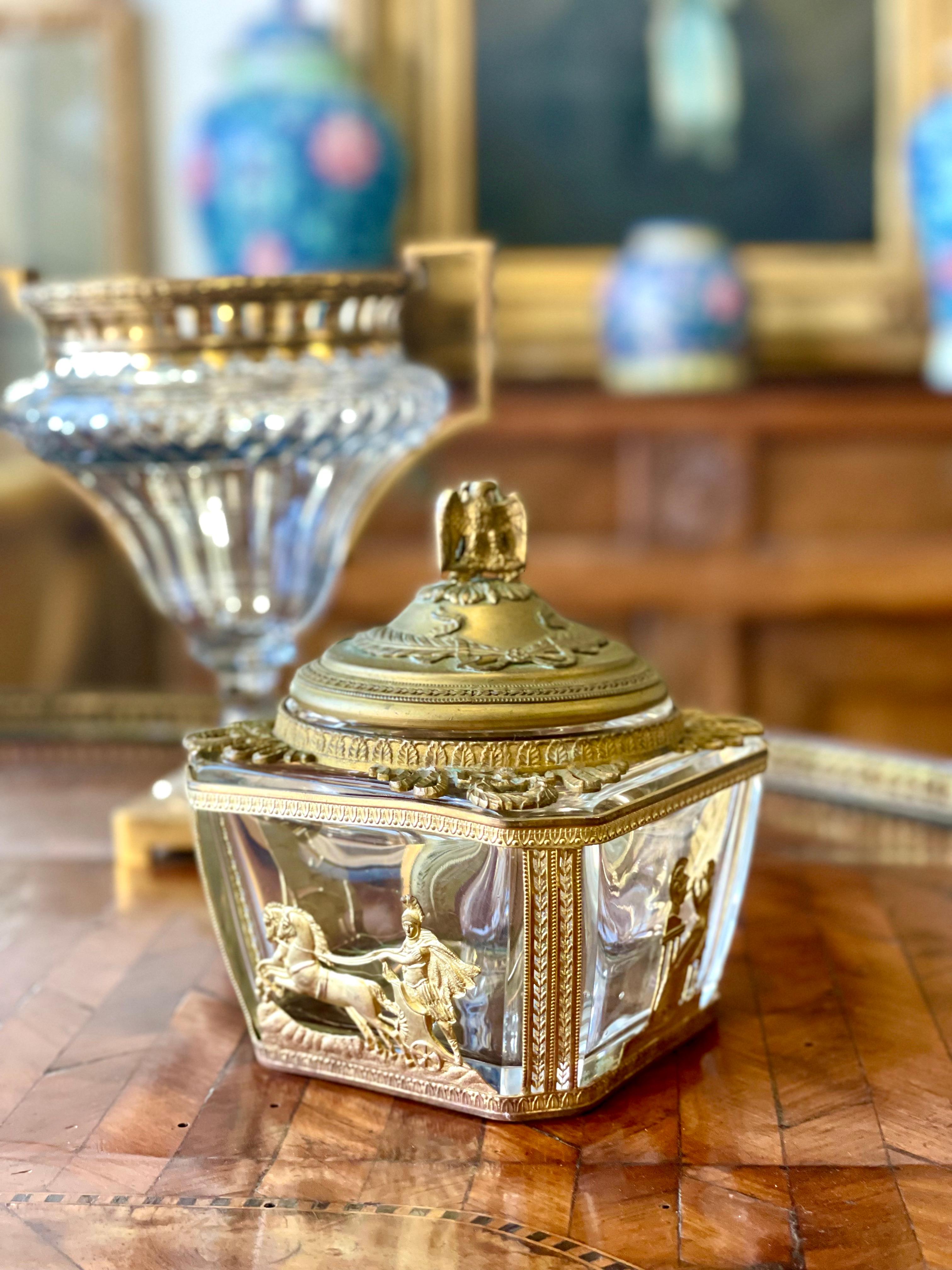 Empire-Style Crystal and Brass 'Bonbonnière', or Sweet Box For Sale 2