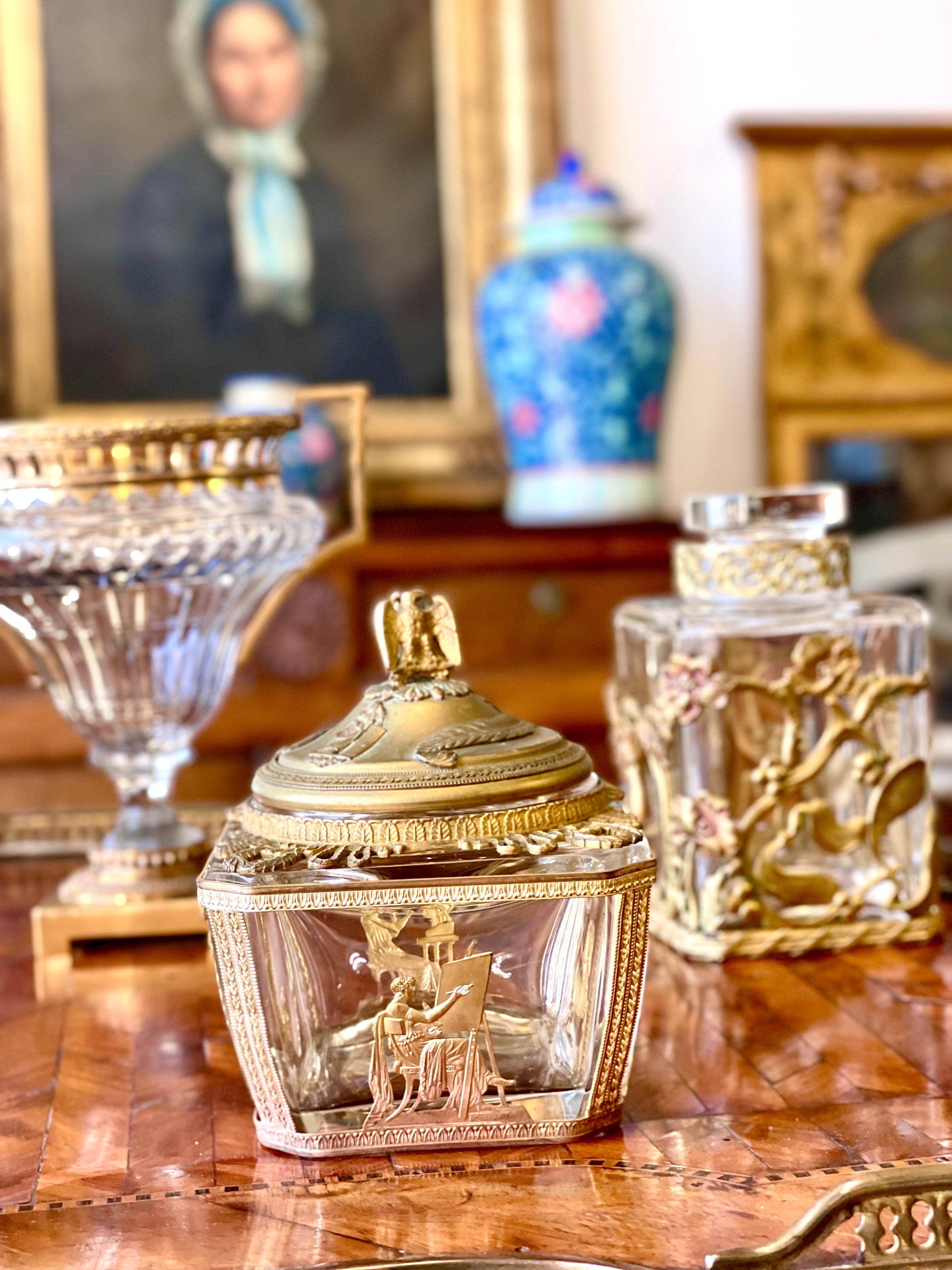 Empire-Style Crystal and Brass 'Bonbonnière', or Sweet Box For Sale 3