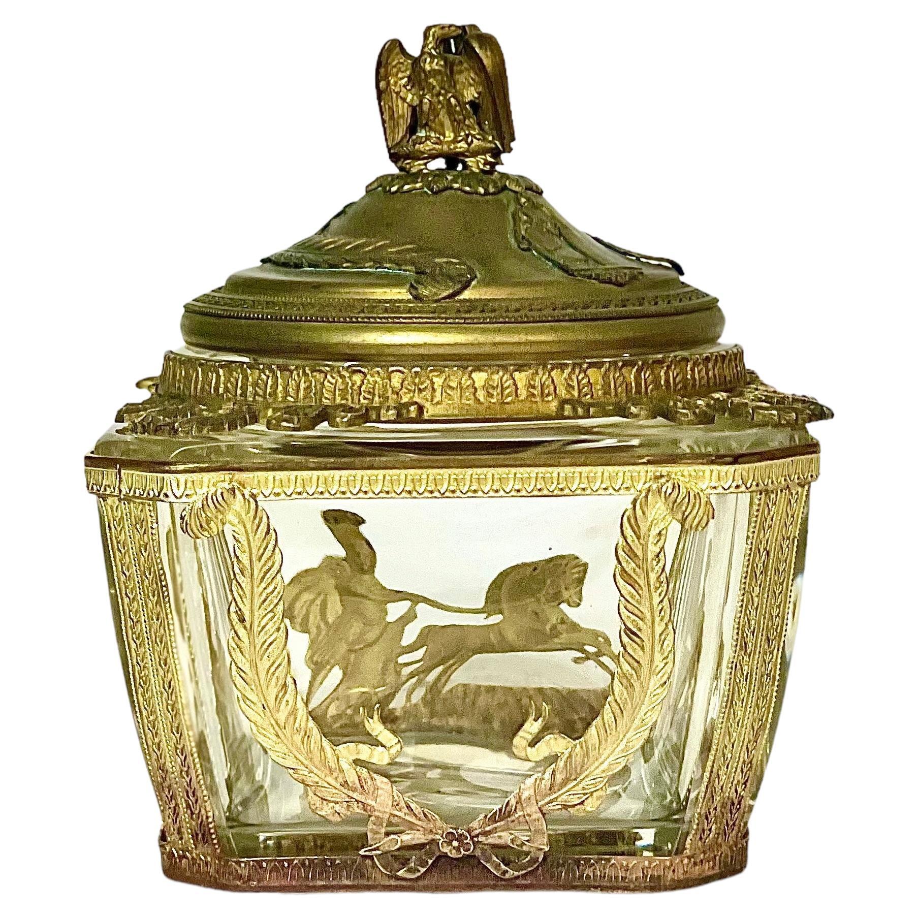 Empire-Style Crystal and Brass 'Bonbonnière', or Sweet Box For Sale