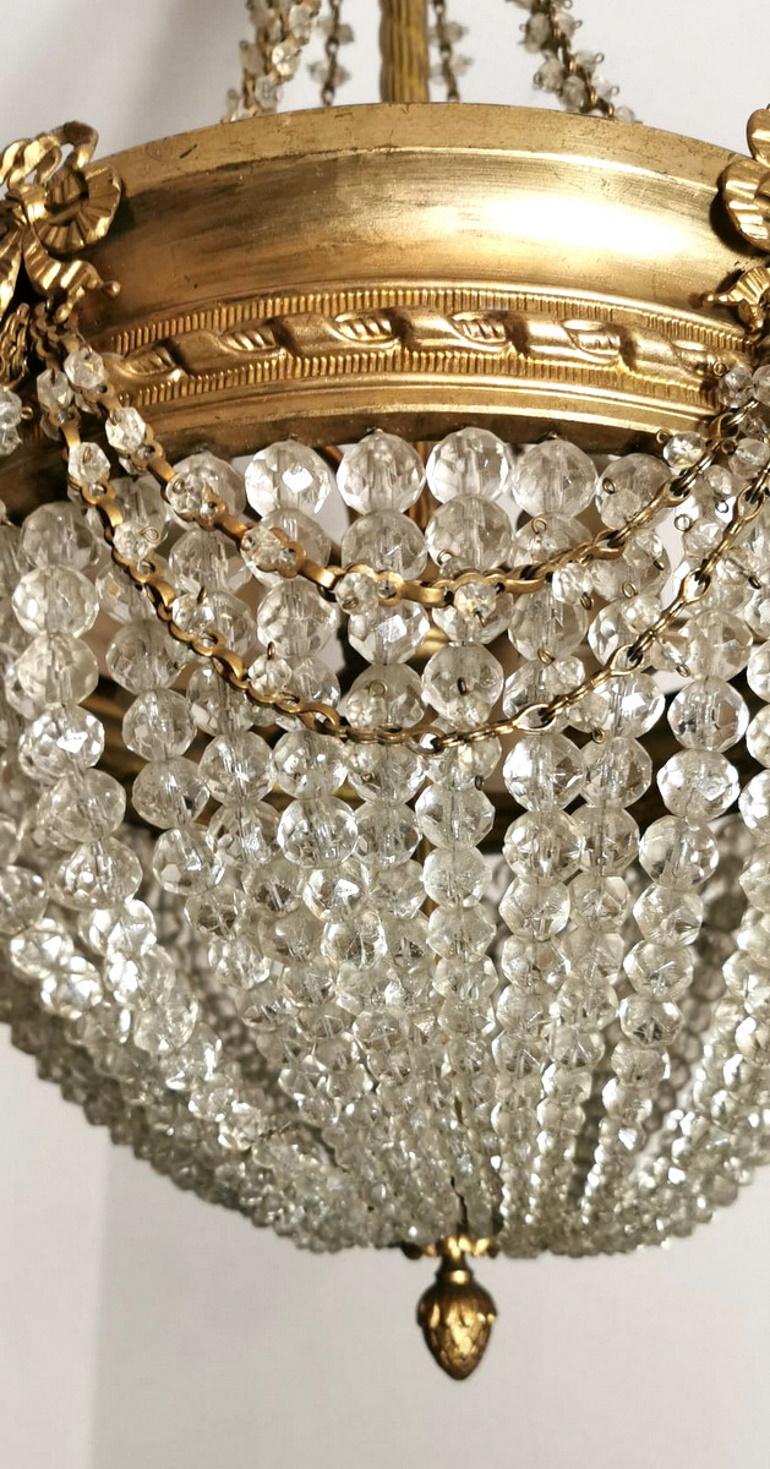 Empire Style Crystal and Golden Brass Montgolfier Chandelier, France 5