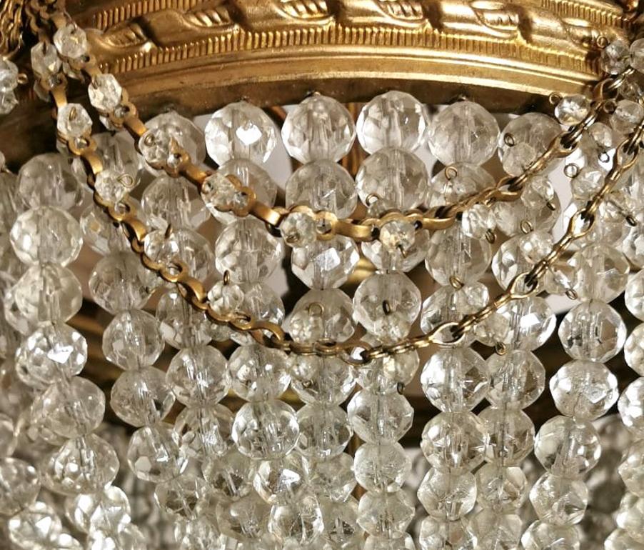 Empire Style Crystal and Golden Brass Montgolfier Chandelier, France 7