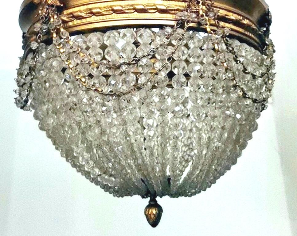 Empire Style Crystal and Golden Brass Montgolfier Chandelier, France 3