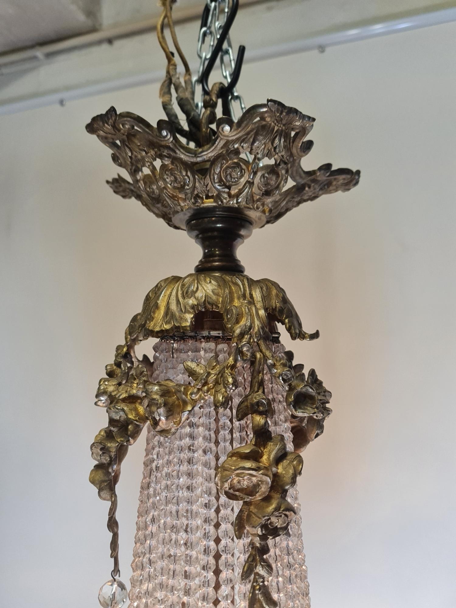 Lampadario in cristallo stile impero, corona d'alloro, fiamma e Arrow, fine '800 in vendita 5