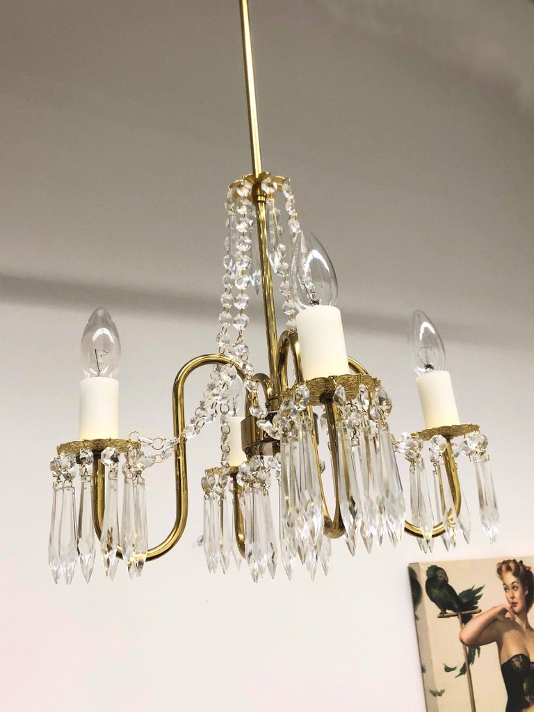 Empire Style Crystal Chandelier with Four Lights, 1950s, Austria at 1stDibs