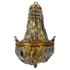 Vintage Empire Style Crystal Glass and Brass Sconce by Palwa, Germany, 1960s