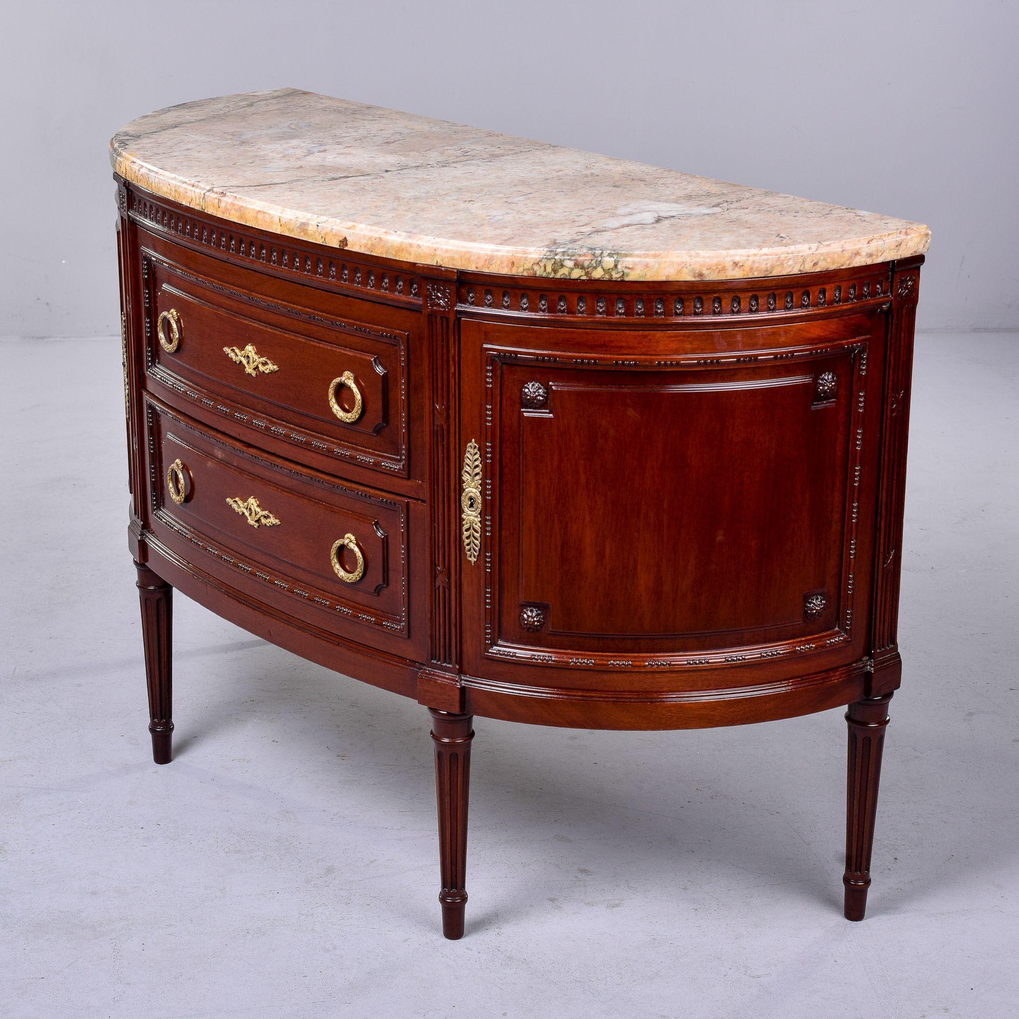 Empire Style Demi Lune Marble Topped Two Door Commode with Two Drawers For Sale 5
