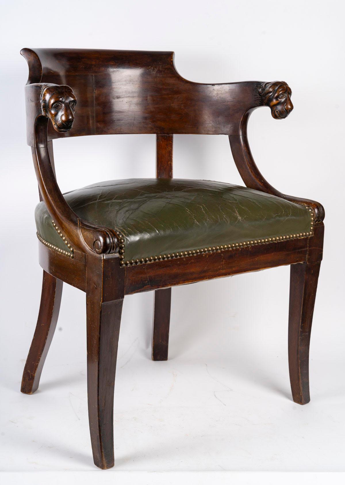 Sillón de escritorio estilo Imperio, Siglo XIX. Francés