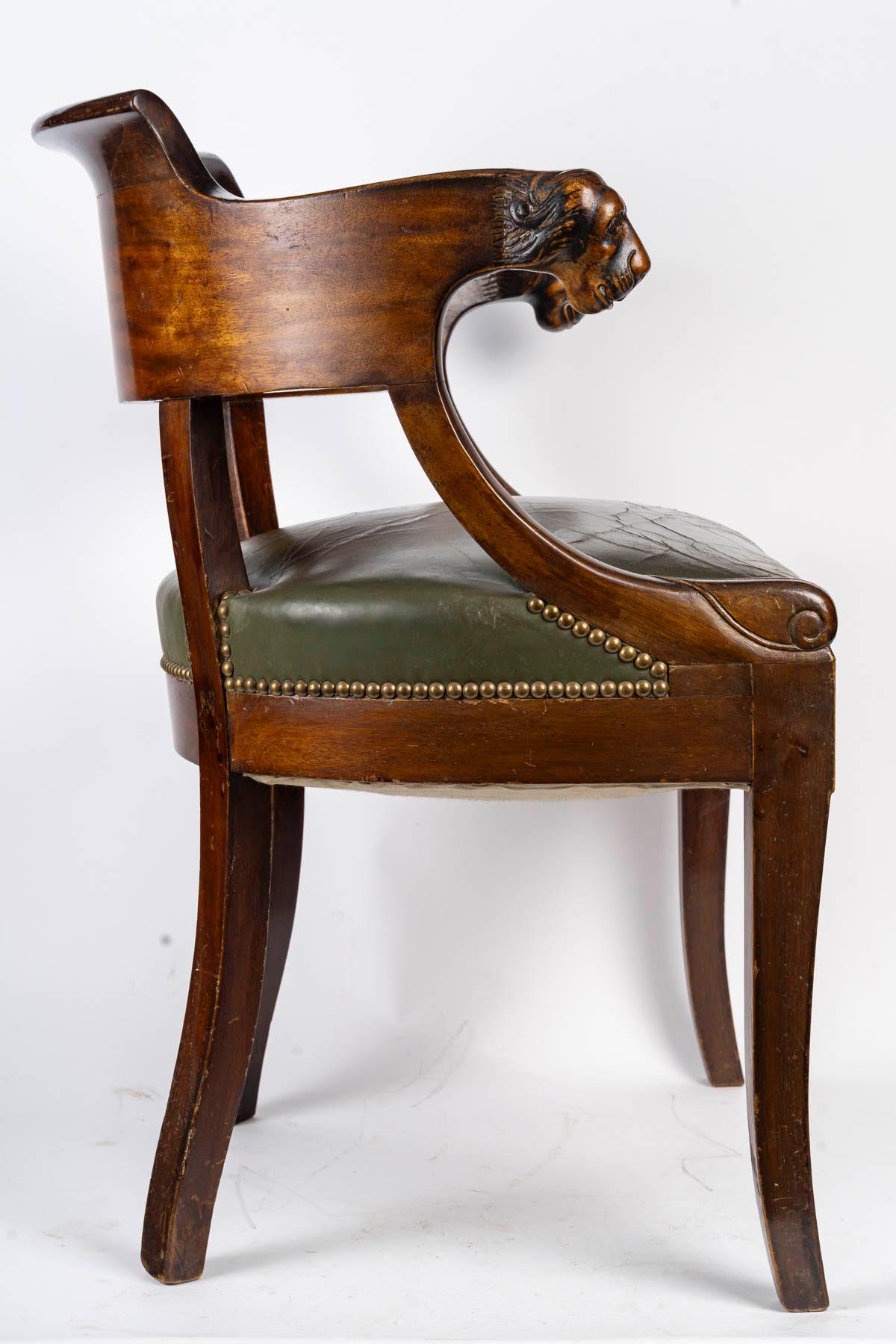 Sillón de escritorio estilo Imperio, Siglo XIX. en Bueno Estado en Saint-Ouen, FR