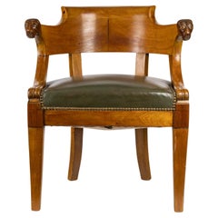 Antique Empire Style Desk Armchair, 19th Century, Light Wood.