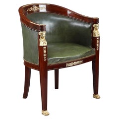 Empire Style Desk Chair in Mahogany and Leather