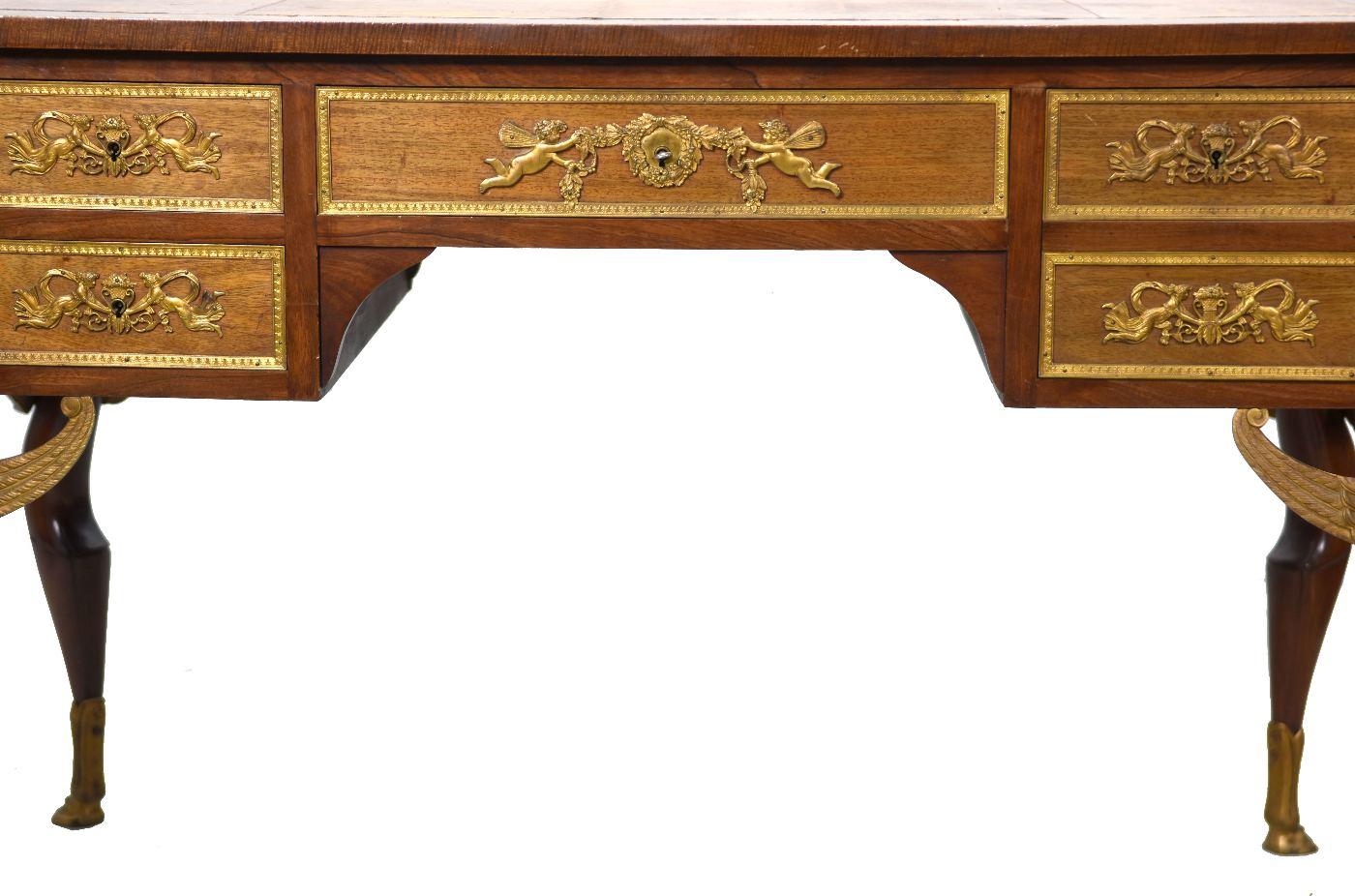 Empire Style Desk Rich Register of Gilded Bronze For Sale 5