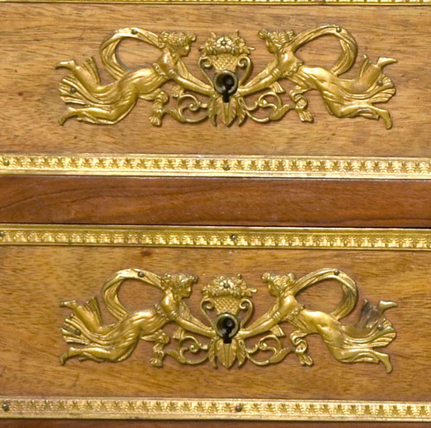 Empire Style Desk Rich Register of Gilded Bronze For Sale 11