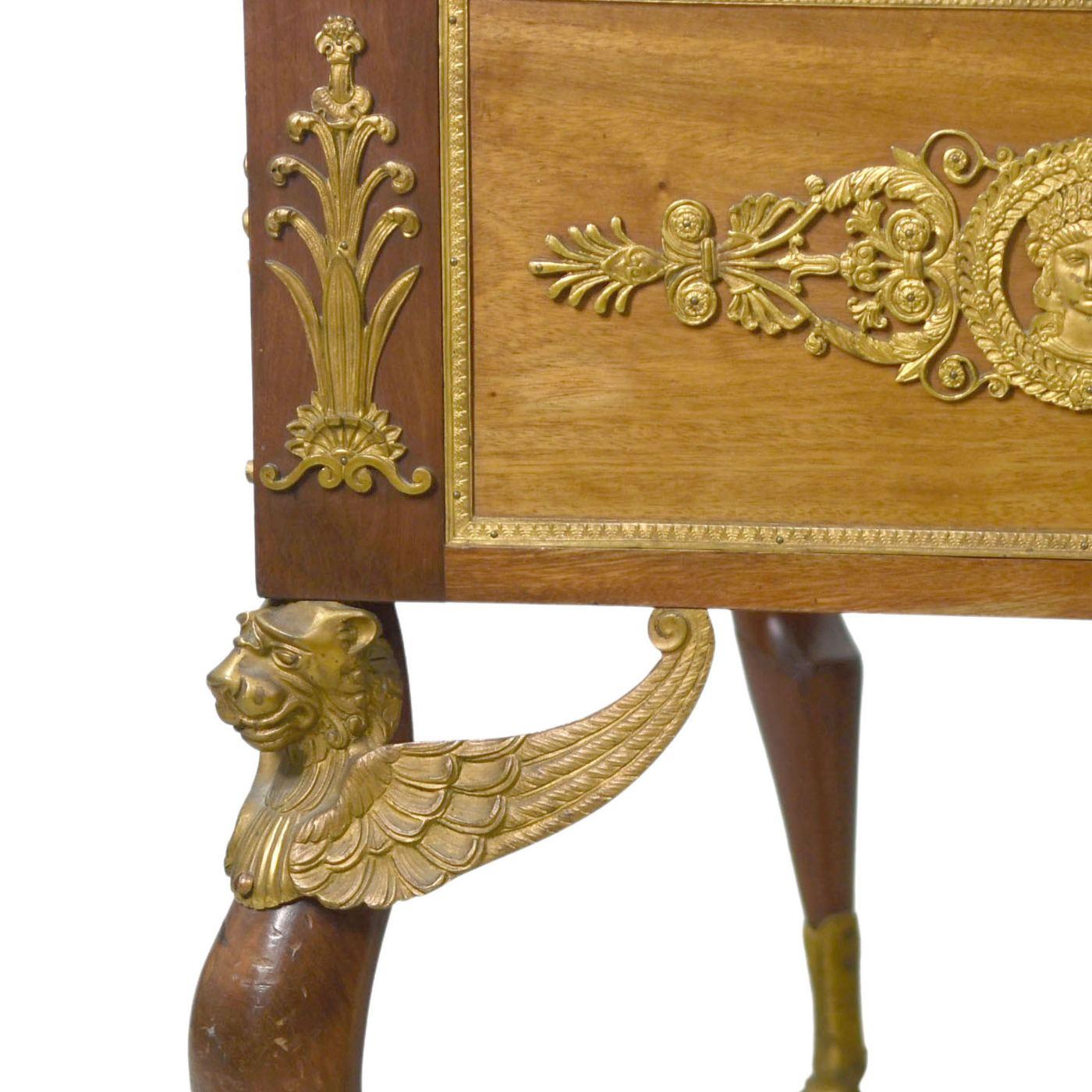 Empire Style Desk Rich Register of Gilded Bronze For Sale 12