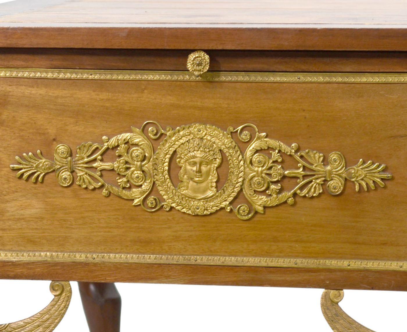 Empire Style Desk Rich Register of Gilded Bronze For Sale 13