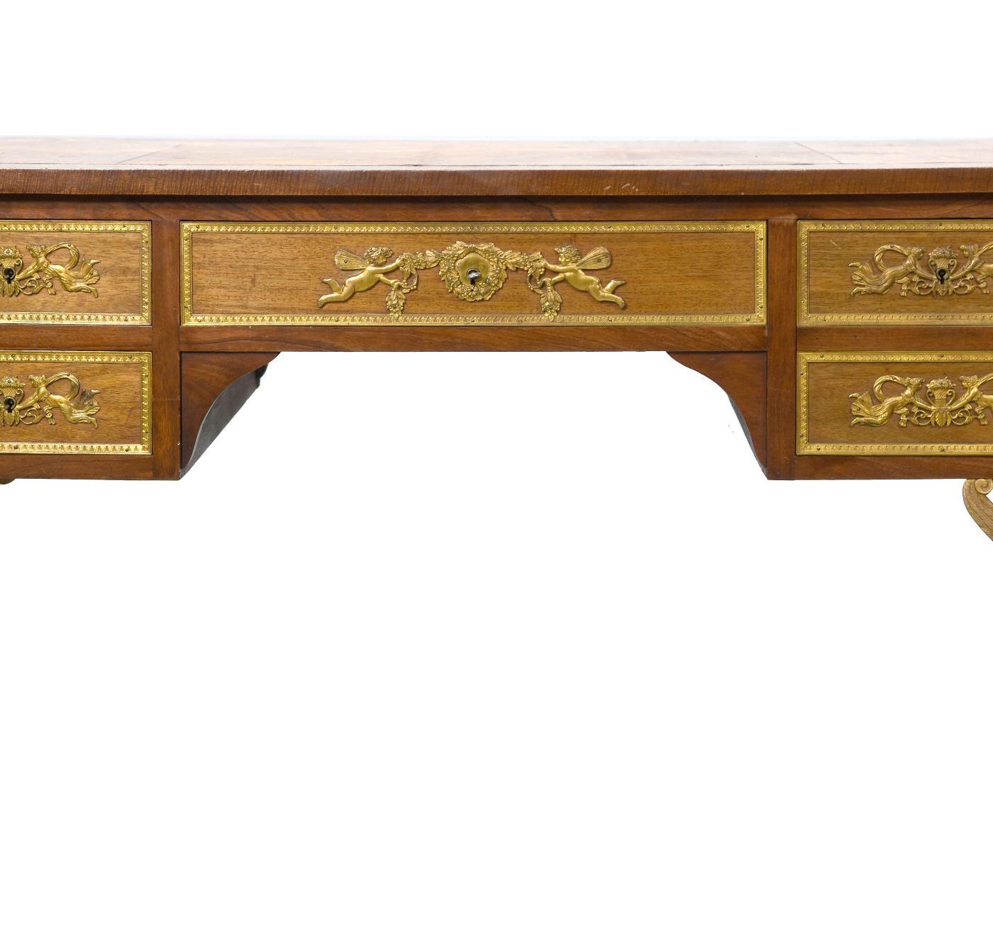 20th Century Empire Style Desk Rich Register of Gilded Bronze For Sale