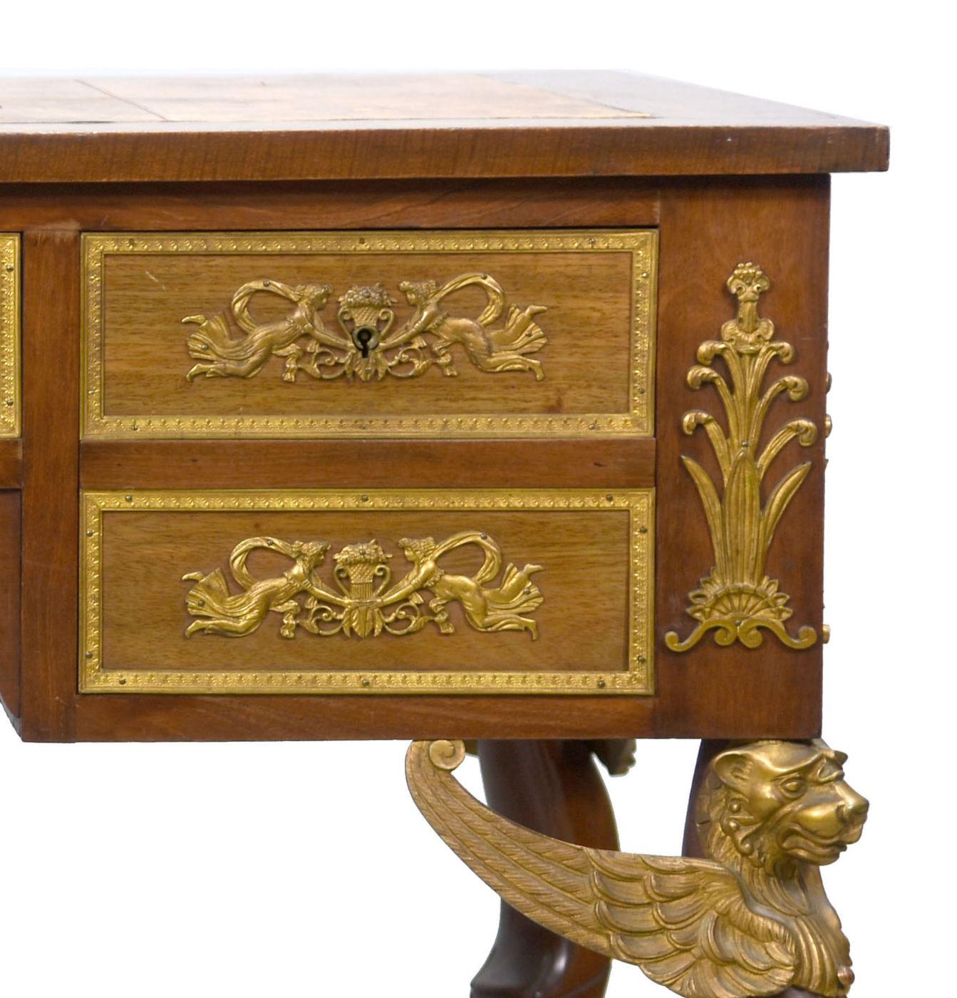 Empire Style Desk Rich Register of Gilded Bronze For Sale 4