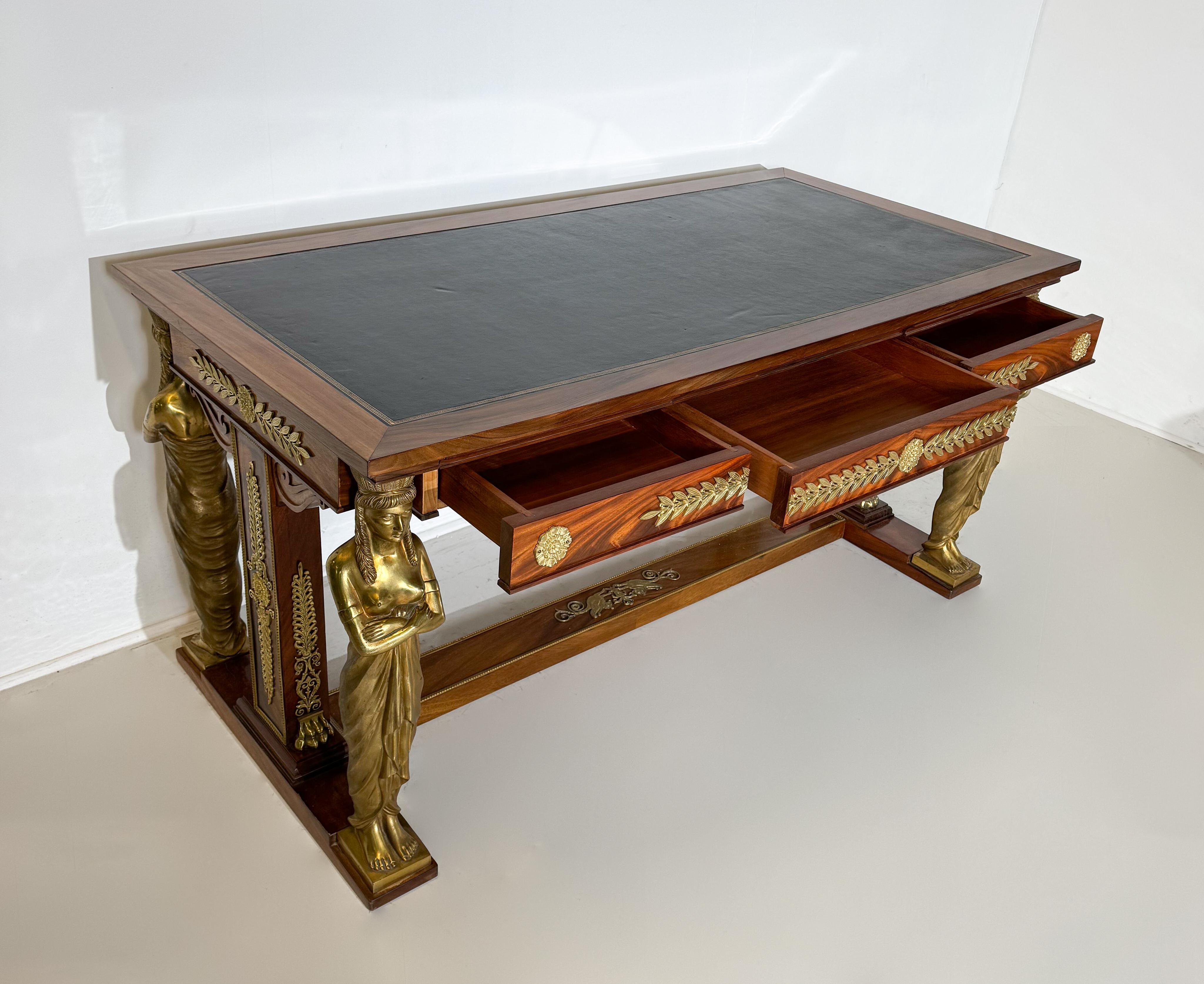 Empire Style Desk, Wood and Bronze, Jansen For Sale 2