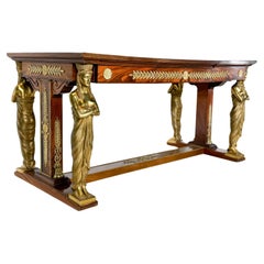 Schreibtisch im Empire-Stil, Holz und Bronze, Jansen