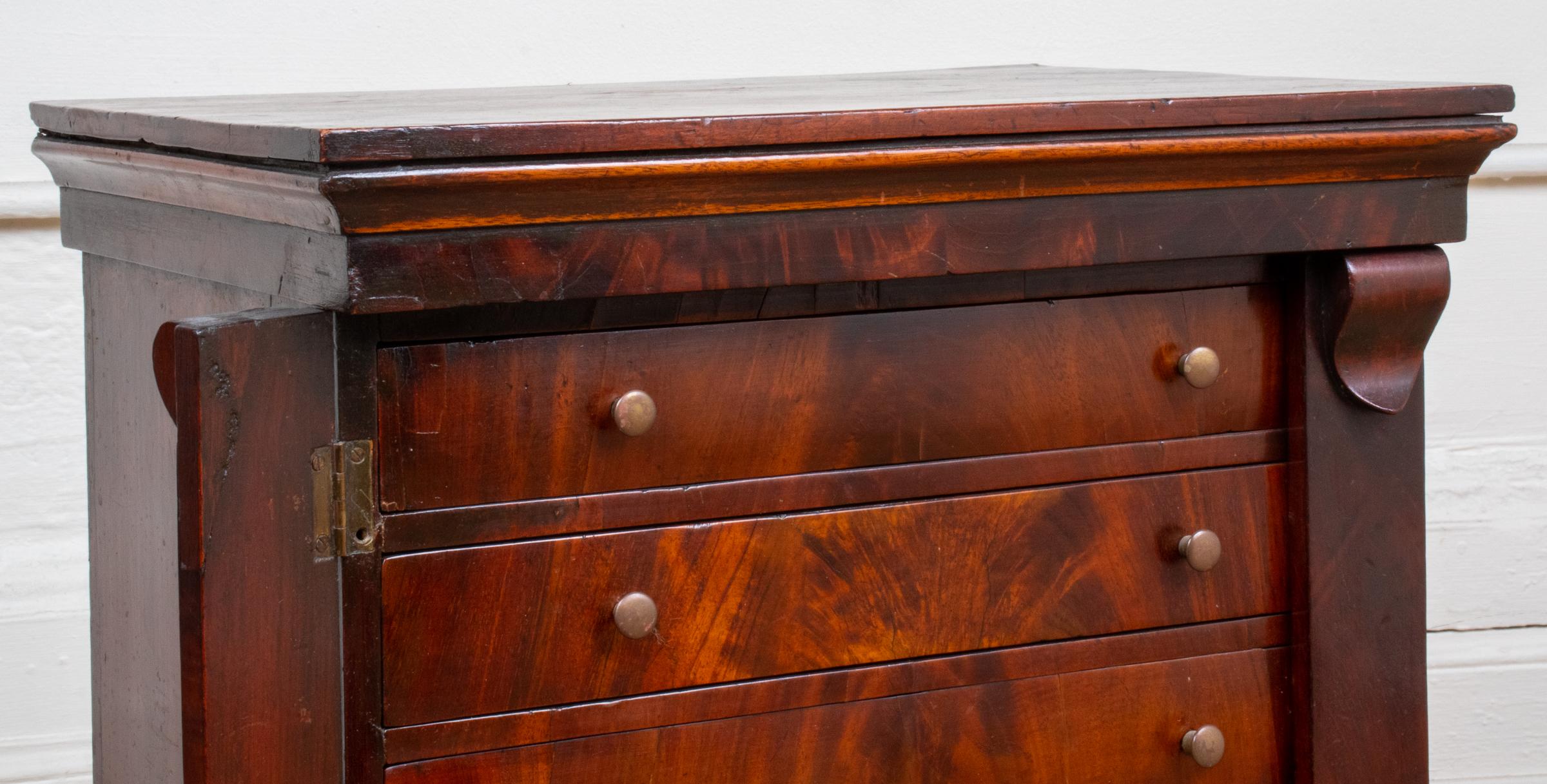 Empire Style Diminutive Flame Mahogany Chest of Drawers 1