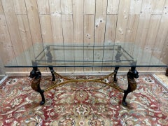 Empire style dining table cast iron feet lion feet - glass top