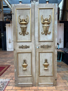 Empire Style Double Closet Doors with Carved and Gilded Reliefs