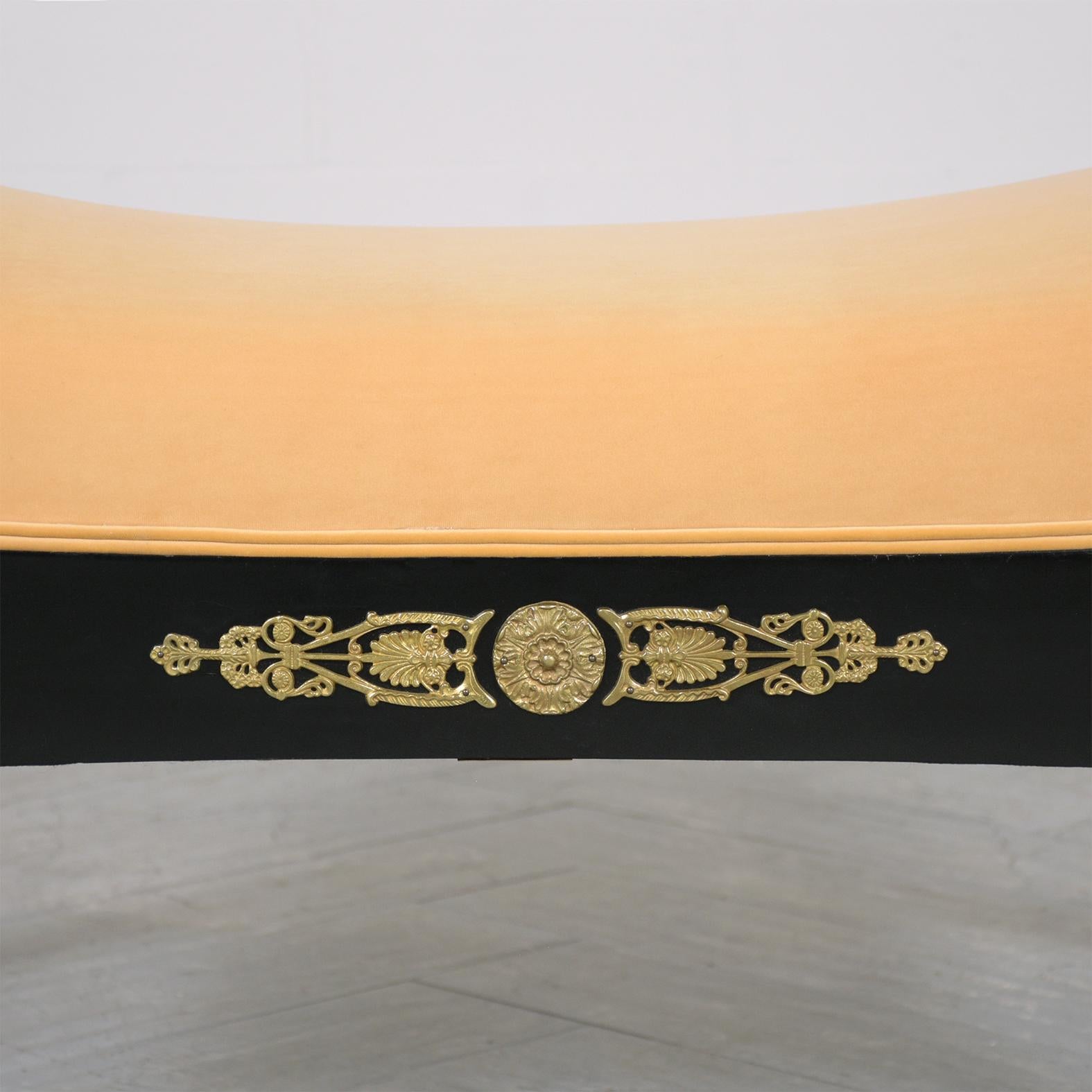 Ebonized Empire Style Upholstered Bench