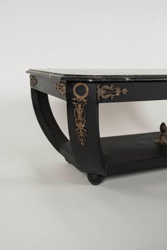 Empire Style Ebonized Cocktail Table with Marble Top