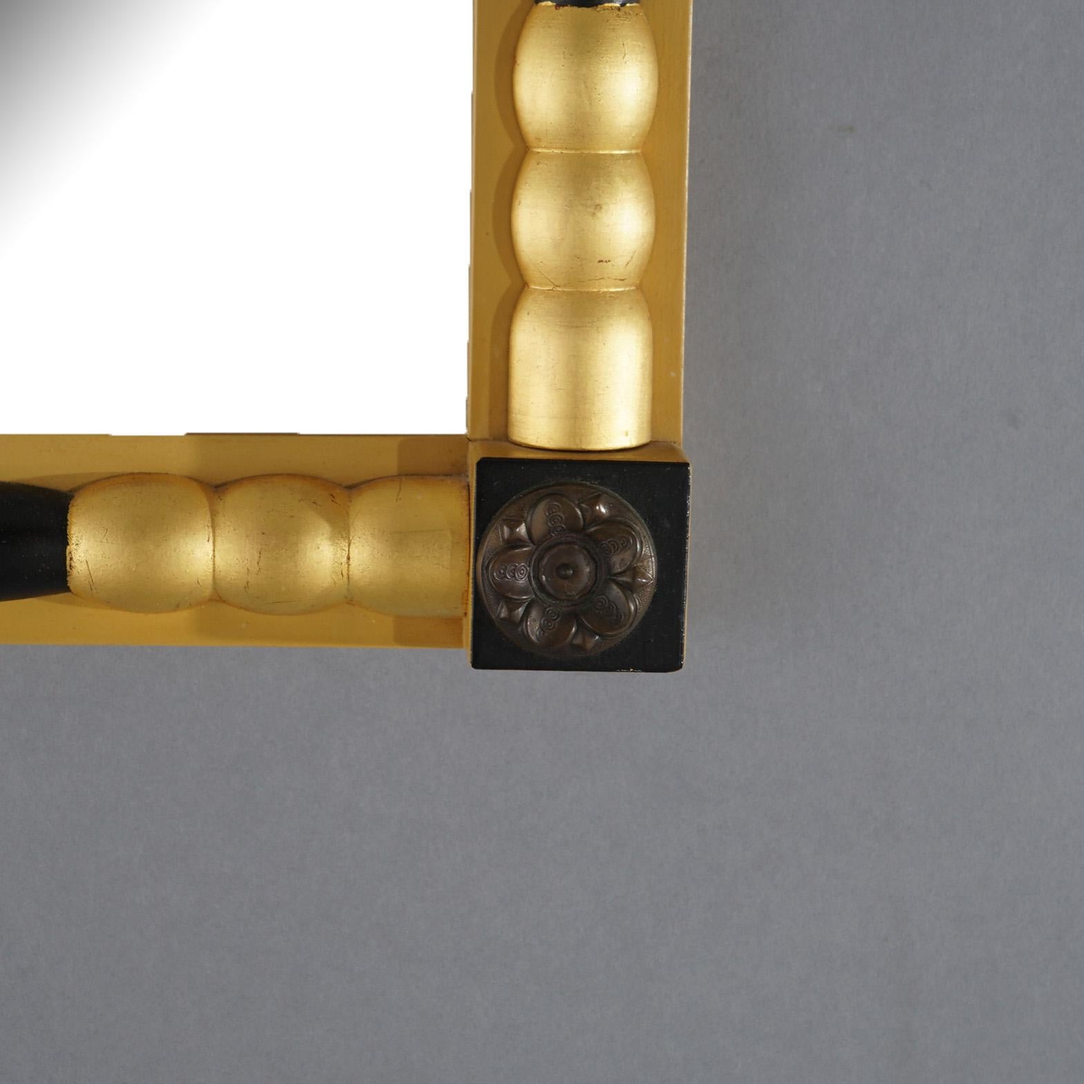 Ebonisierter und vergoldeter Spiegel im Empire-Stil, handgemalte Eglomise-Szenentafel 20. im Angebot 2