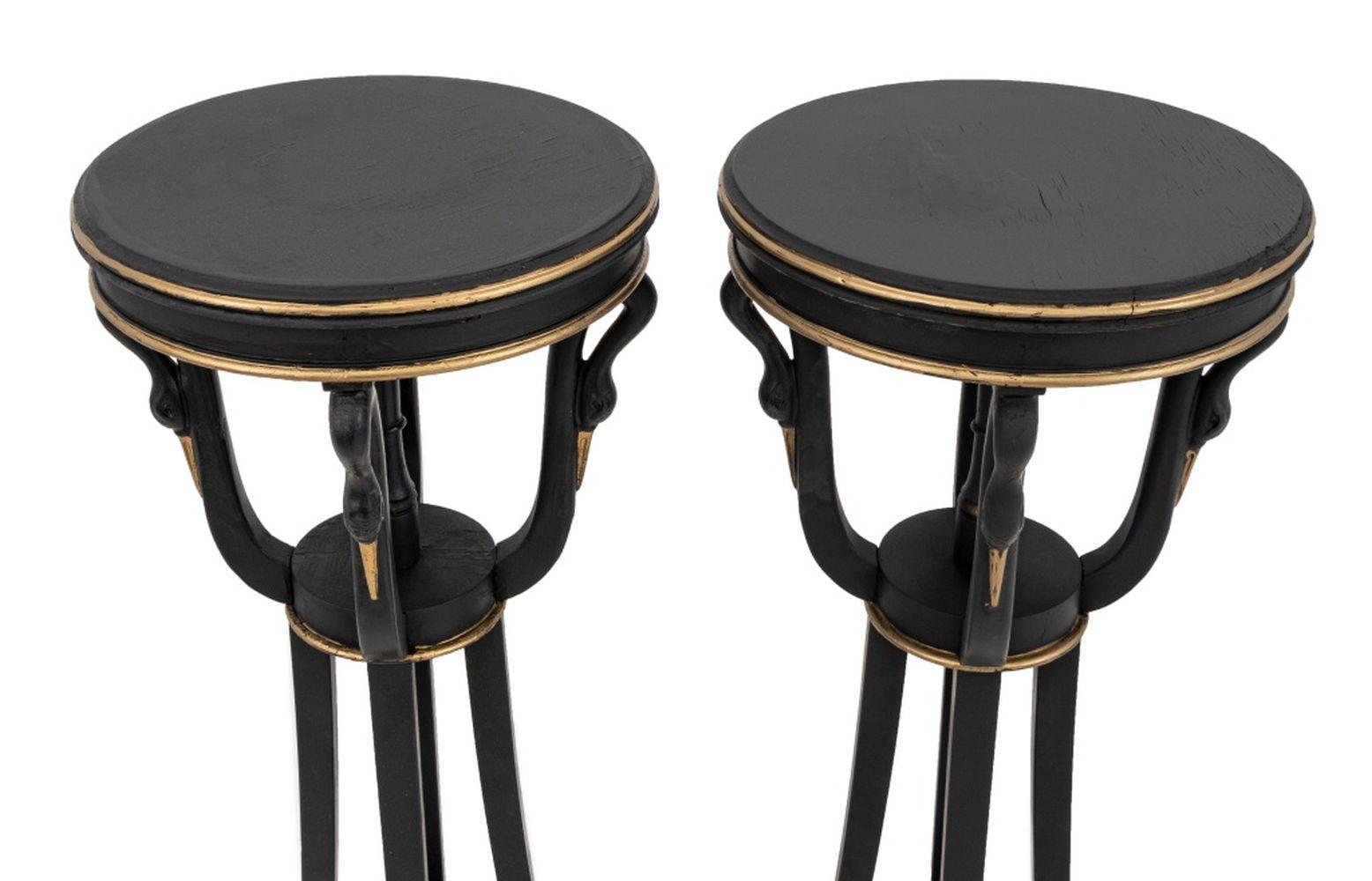 Empire Style Ebonized & Giltwood Pedestals, 2 In Good Condition For Sale In Astoria, NY
