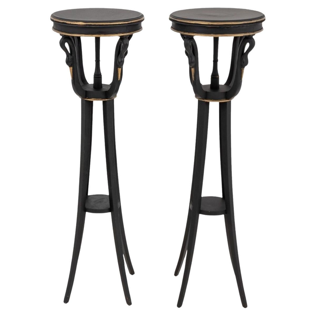 Empire Style Ebonized & Giltwood Pedestals, 2