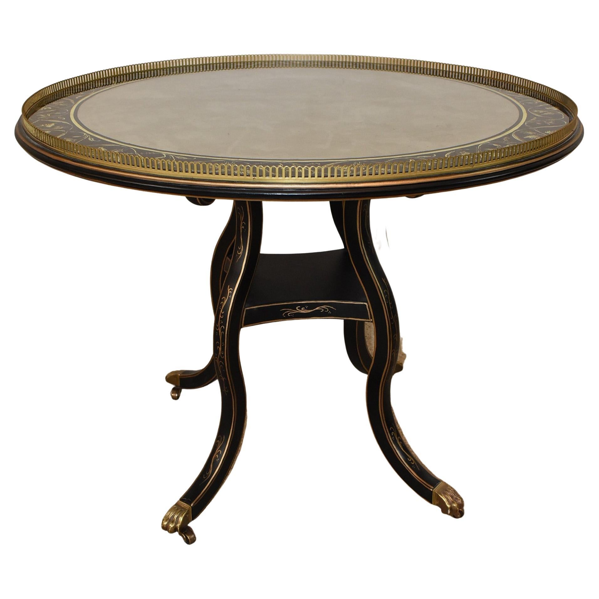 Empire Style Eglomise Mirrored Center Table E.J. Victor For Sale