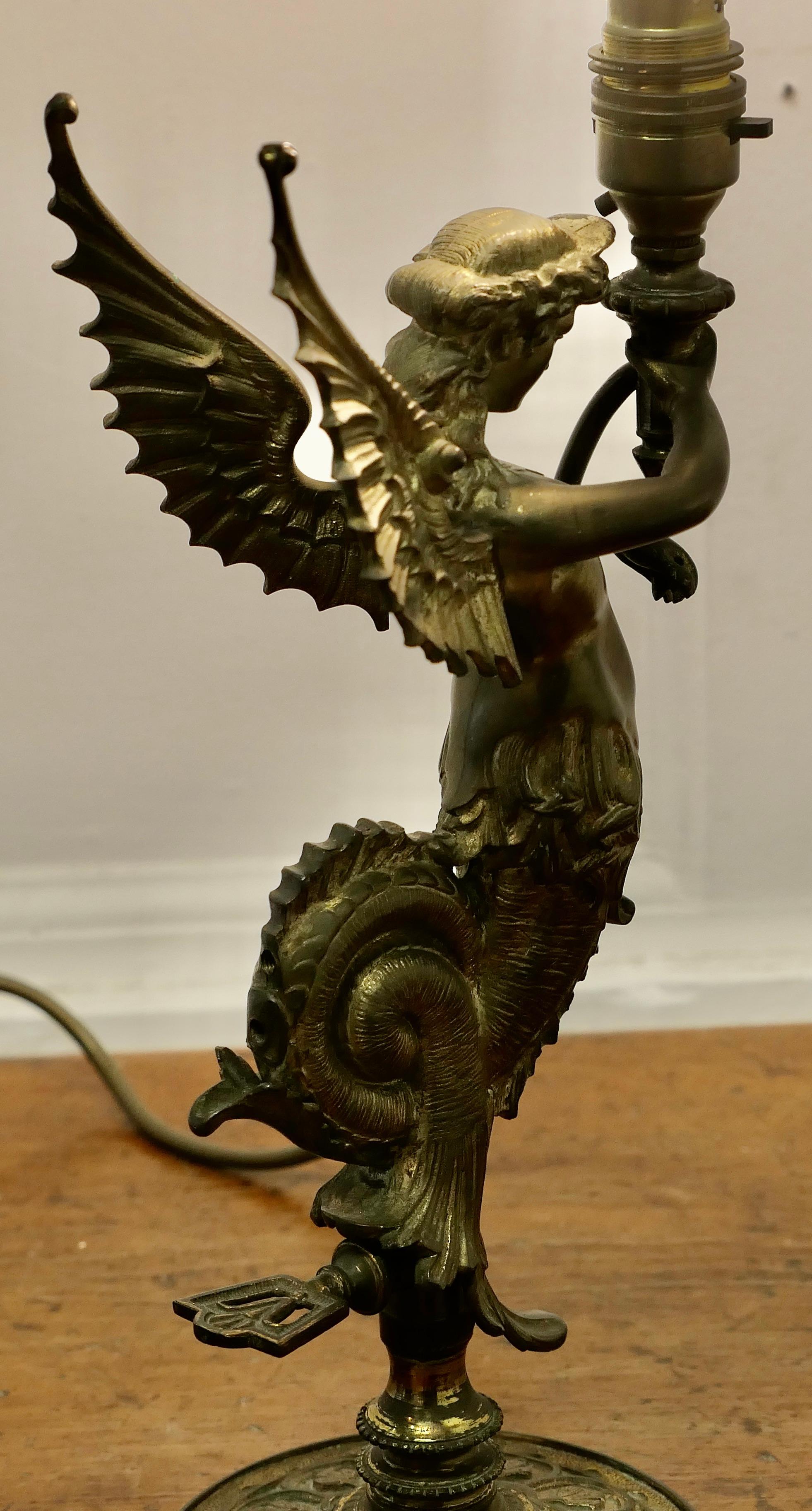 Lampe figurative en bronze Siren de style Empire     en vente 2